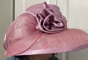Vintage Champagne ITALY Women's Wide Brimmed LILAC/PINK Hat Wedding/Derby/Church - Picture 1 of 20