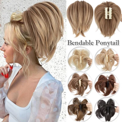 Bendable Short Ponytail Extensions High Fluffy Bun Curly Hairpiece Pony Tail GBP - Image 1 of 4