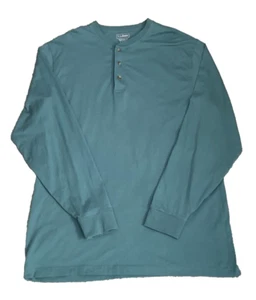 L.L. Bean Shirt Mens Large Tall Green Henley L/S Traditional Fit Pullover EX - Picture 1 of 2