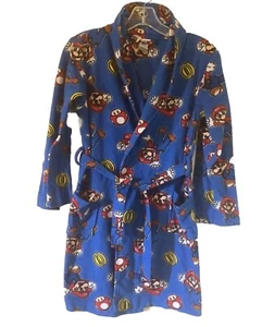 Super Mario Brothers Kids Robe Large 10 Blue Robe Fleece Preowned - Picture 1 of 9