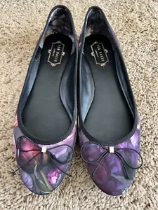 Ted Baker brand new Black Shadow Floral Imme flat ballerina pumps size 10 41 - Picture 1 of 6