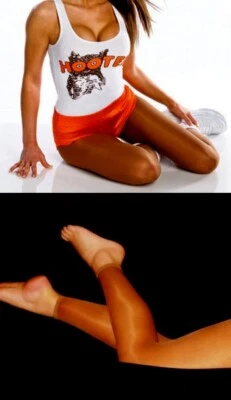 A Tamara Suntan Footless Pantyhose Wing House Hooters Uniform Sheer to Waist  - Image 1 of 4