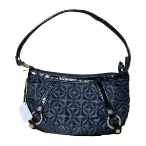 Vera Bradley Carlyle Shoulder/Handbag Quilted Black Patten Trim Silver NWT - Picture 1 of 11