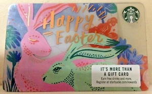 Tarjeta de regalo Starbucks Happy Easter Pink Green Bunny Eggs 2017 nueva sin valor - Imagen 1 de 2
