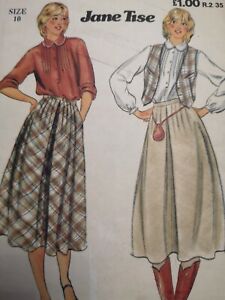 VINTAGE 1970 BUTTERICK 6330 full skirt pin tuck shirt fitted waistcoat PATTERN