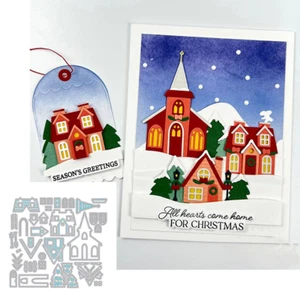 Troqueles de corte de metal Winter House Village para hágalo usted mismo álbum de recortes en relieve artesanías - Imagen 1 de 10