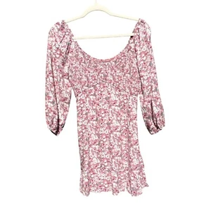 Hollister Womens Dress Size Small Floral Long Sleeve Pink Baby Doll Feminine - Picture 1 of 9