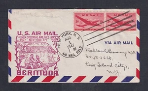 USA 1947 ‘COLONIAL’ CACHETED FIRST FLIGHT COVER NEW YORK TO HAMILTON BERMUDA 1 - Picture 1 of 2