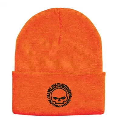 Harley Davidson Men's Embroidered Willie G Cuffed Beanie Hat Orange 5029019703 - Image 1 of 2