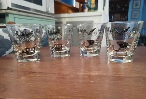 Gafas de colección Libby 8 OZ con adornos dorados negros transparentes para automóvil antiguo coche rocas  - Imagen 1 de 4