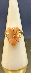 Anello Shin Brother's Jewelers in oro giallo 14 kt con corallo misura 61/4 - Foto 1 di 19
