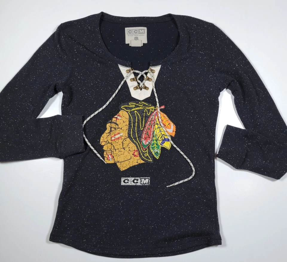 Suéter Pequeño Chicago Blackhawks para Mujer CCM M Sudadera con Cordones Informal   Foto 1 de 4