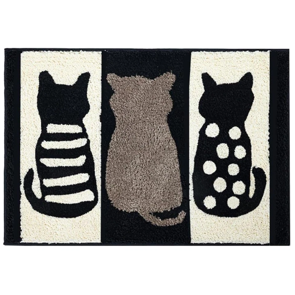 ZebraSmile Cat Bath Room Mat Fun Strong Water Absorption Non Slip Soft Entryway
