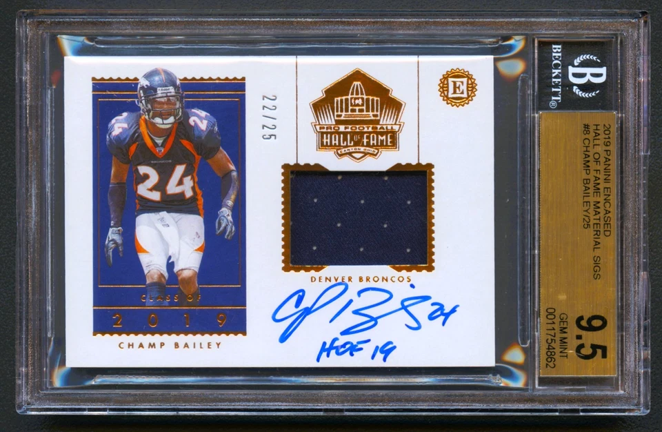 CHAMP BAILEY 2020 ENCASED HALL OF FAME INSCRIPTION JERSEY AUTO /25 BGS 9.5/10 - Image 1 of 2