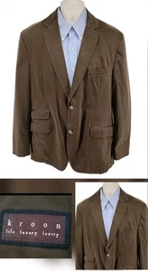 Kroon Blazer Mens 46R Brown Sport Coat Jacket Vintage Sting Wash Casual 2 Button - Picture 1 of 12