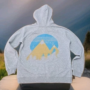 Roxy Hooded Sweatshirt Womans Size Small Double Sided Mountain Graphic Print - Picture 1 of 13