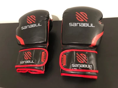 Sanabul Essential Gel 16oz Boxing Kickboxing Training Gloves BLACK/RED - Image 1 of 2