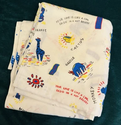 Cotton Baby Safari Animals Elephants Lions Giraffes Tiger Ostrich Fabric 5 Yds - Image 1 of 4