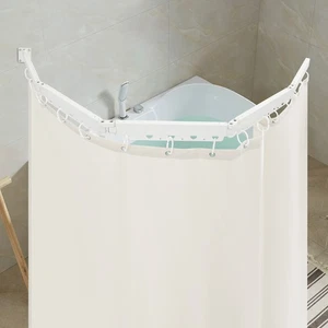 Bathroom Shower Curtain Folding Shower Curtain Rod Wall Mounted 110.23 lbs Load - Picture 1 of 17