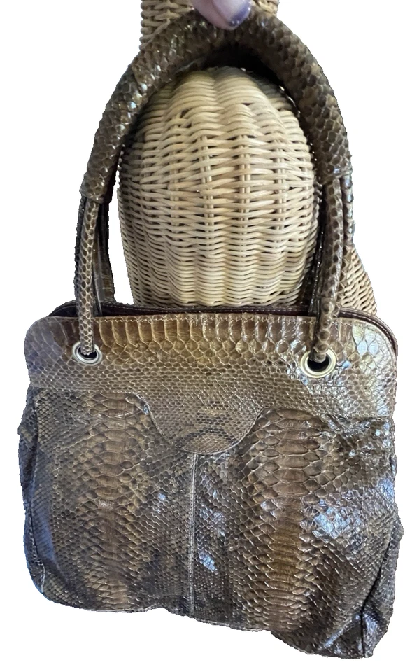 Bolso Cartera Piel Serpiente Pitón Auténtico De Colección Milán Italia Artesanal Artesanal Foto 1 de 4