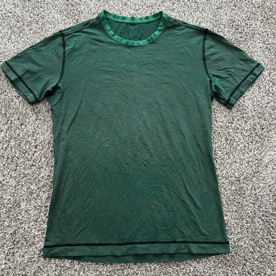 Camiseta básica de manga corta Lululemon 5 años en blanco para hombre mediana verde a rayas Foto 1 de 4