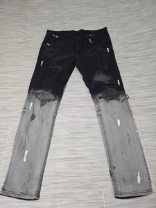 KDNK Distressed Stretch Denim Skinny Black Jeans Mens Size 36 X 32 - M2224 - Picture 1 of 4