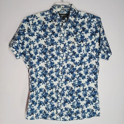 Camisa Marc Anthony Para Hombres Lujo Calce Ajustado Manga Corta Con Botones M Floral Lino Foto 1 de 4