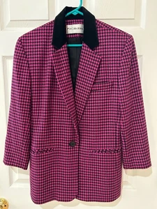 Vintage - JH Collectibles Damen-Wollblazer tiefrosa/schwarz Hahnentritt Größe 8 - Bild 1 von 13