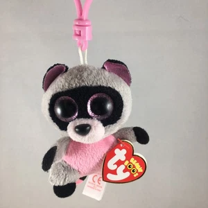 Ty Beanie Boos Schlüsselclip - ROCCO der Waschbär (3 Zoll) Plüschtier Stofftier NEU NEU MIT ETIKETT - Bild 1 von 5