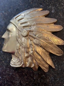 Vintage große Messing Indianer Zigarre Indianer Häuptling Wandskulptur 13" - Bild 1 von 11