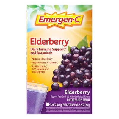 Emergen-C Elderberry Fizzy Drink Mix, Elderberry Immune Support, Natural Flav... - Image 1 of 4