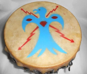Vintage NATIVE AMERICAN Hand Made Drum 5 1/2" Tall x 8 2/8"" Wide - Picture 1 of 4