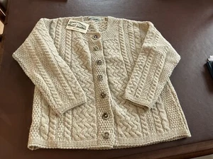 Arrancrafts Arran Cable Cardigan, Kildare, Ireland With Tags, Large - Picture 1 of 4