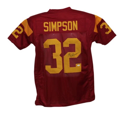 O.J. Simpson Autographed/Signed College Style Red XL Jersey JSA 21846 - Image 1 of 3
