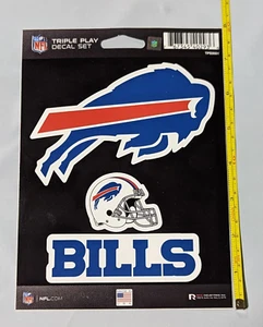 Buffalo Bills Triple Play Sticker Sheet Die Cut Decal Set New Full Color Logo - Picture 1 of 1