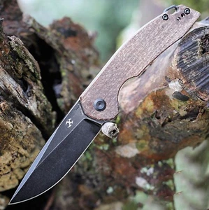 KANSEPT T2007A3 MINI ACCIPITER FLIPPER KNIFE BROWN MICARTA 154CM STAINLESS STEEL - Picture 1 of 4