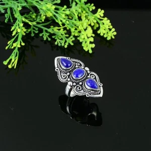 Lapis Lazuli Gemstone Handmade 925 Sterling Silver Jewelry Ring Size 7 C767
