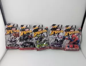 *Wrinkled Packaging* Hot Wheels Marvel’s Spiderverse 5-Piece Set (gdg83) - Picture 1 of 11