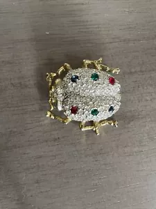 Vintage Multi colors cabachon Beetle Bug Insect gold tone pin brooch - Picture 1 of 5