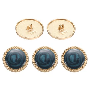 5pcs Metal Vintage Button 25mm Round Metal Sewing Buttons Navy Blue - Picture 1 of 7
