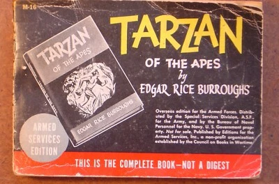 Tarzan of the Apes by Edgar Rice Burroughs Armed Services Edition M-16 WWII Foto 1 de 4