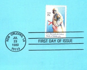 USPS FDC Souvenir Sheet General Bernardo de Galvez Stamp Scott #1826 - Picture 1 of 2