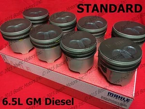6.5 6.5L Diesel Pistons STANDARD 1992-02 MAHLE Coated set of 8 GM Chevy w/ Rings - Picture 1 of 3