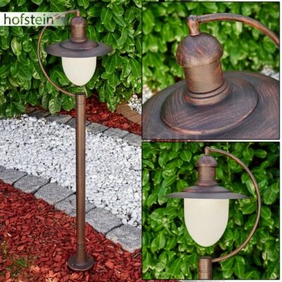 Glas Außen Steh Leuchten Lampe rostfarben Wege Poller Garten Laterne Beleuchtung - Bild 1 von 4