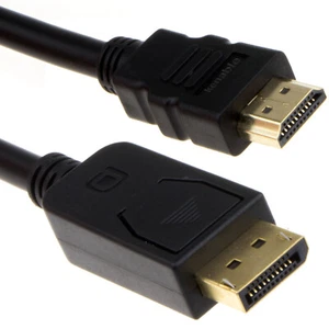 2m Displayport PC Stecker Zu HDMI Bildschirm/ Monitor/ TV Kabel Vergoldet - Bild 1 von 8