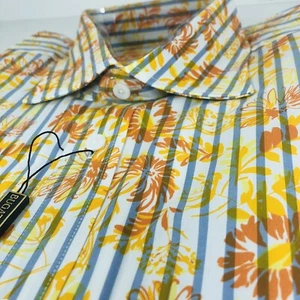 Bugatchi Uomo Orange Peacock Color Cotton Dress Shirt L/S Men’s L NWT - Picture 1 of 8