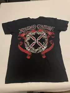 Xtreme Couture Black And Red Skull And Gun Mens T-shirt Medium - Picture 1 of 2
