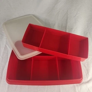 Container Tupperware #767 Stow N Go Organizer Craft Storage W/ Insert & Lid Red  - Picture 1 of 7