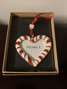 Monet 2020 goldfarben rot & weiß Herz Fotorahmen Ornament 3" - neu in Box - Bild 1 von 3
