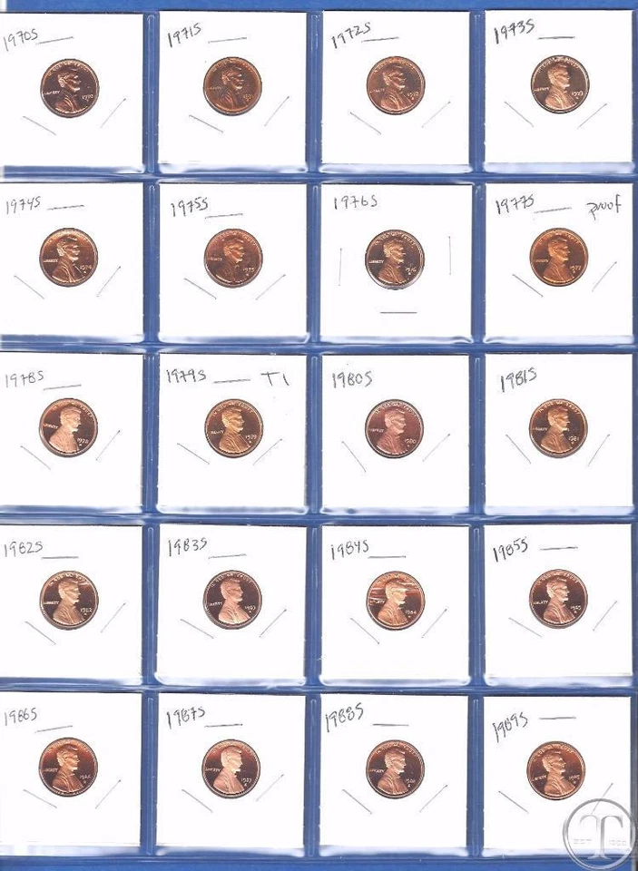 Centavos Lincoln de prueba de 1970 a 1989 - Juego de 20 Foto 1 de 1